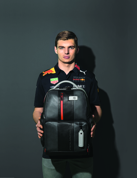 Max Verstappen with Piquadro Brief backpack